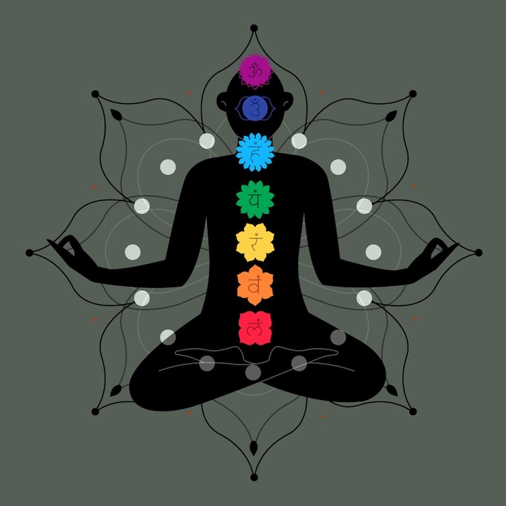 Vecteur gratuit concept de chakras avec corps