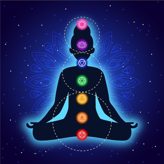 Vecteur gratuit concept de chakras avec corps