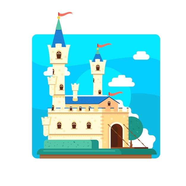 Vecteur gratuit concept de château de conte de fées illustré