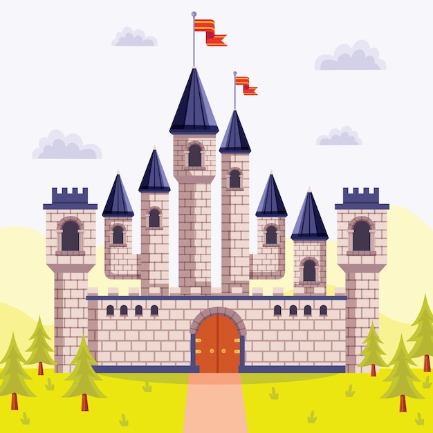 Vecteur gratuit concept de château de conte de fées