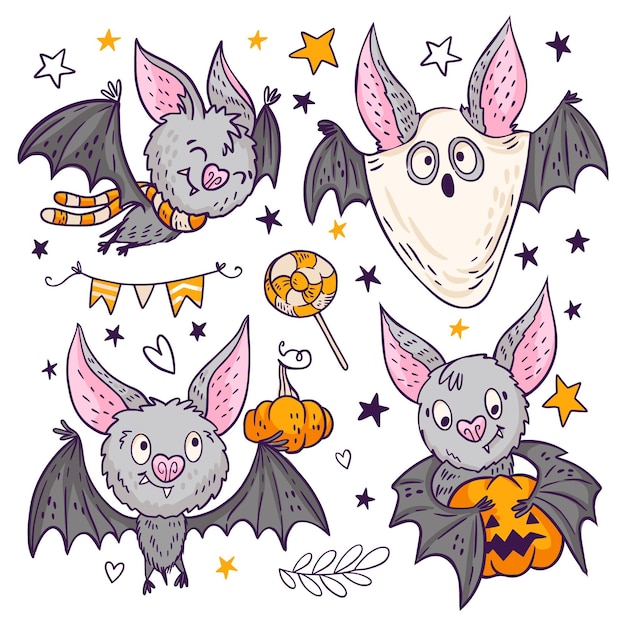 Vecteur gratuit concept de chauve-souris halloween dessiné à la main