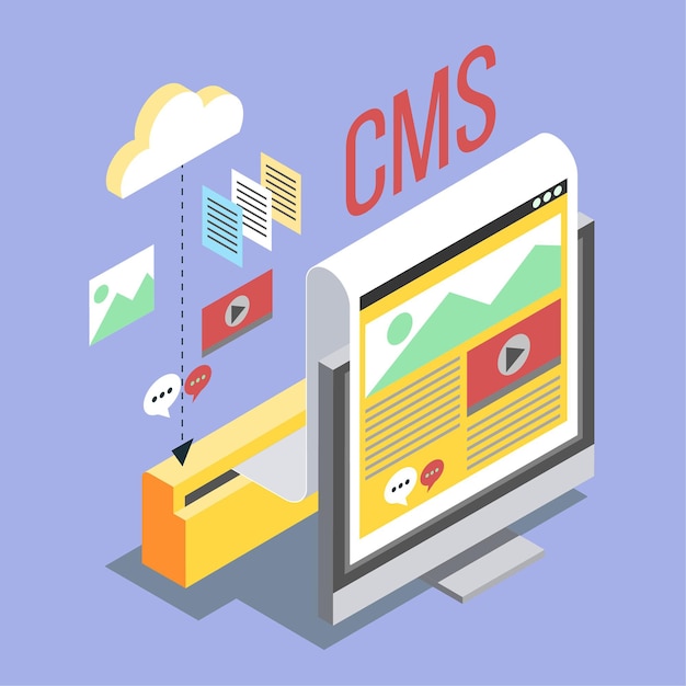 Vecteur gratuit concept de cms illustration isométrique