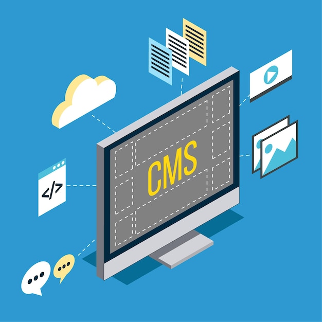 Vecteur gratuit concept de cms isométrique