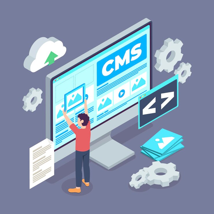 Vecteur gratuit concept de cms isométrique