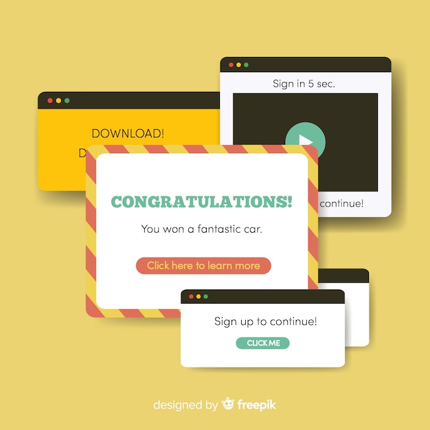Vecteur gratuit concept de collection de bannière popup