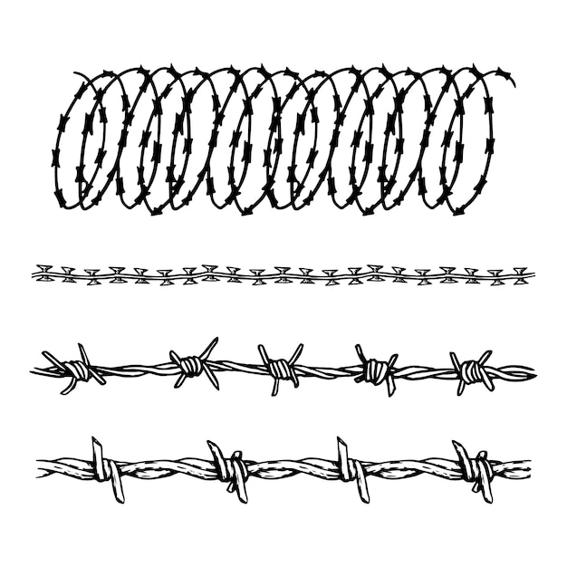 Concept De Collection De Frontière D'épines Réaliste