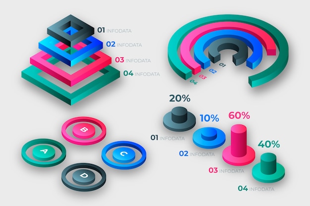 Vecteur gratuit concept de collection infographique isométrique