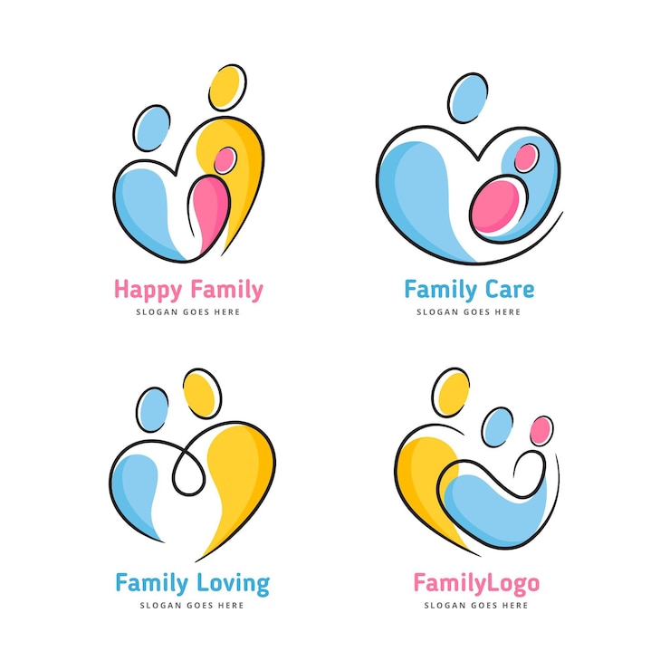 Vecteur gratuit concept de collection de logo familial