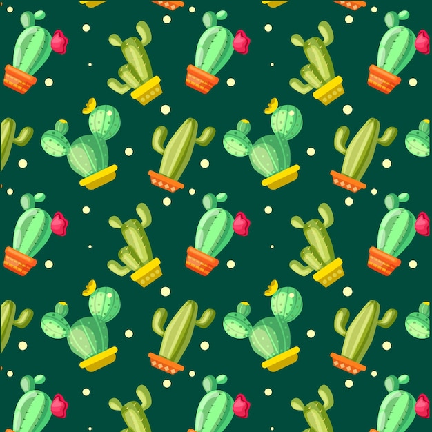 Concept De Collection De Modèles De Cactus