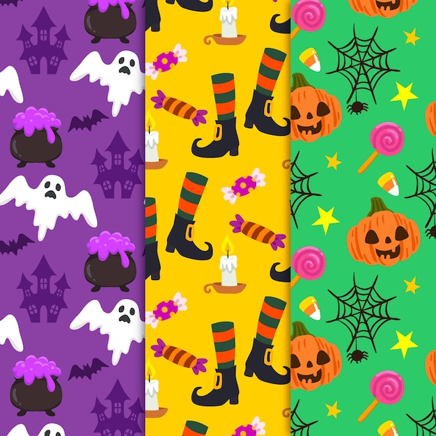 Concept De Collection De Motifs Halloween Dessinés à La Main