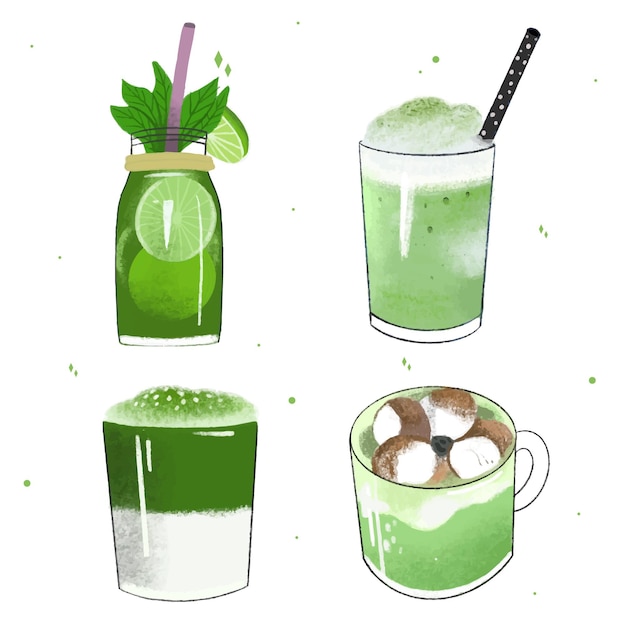 Concept De Collection De Thé Matcha