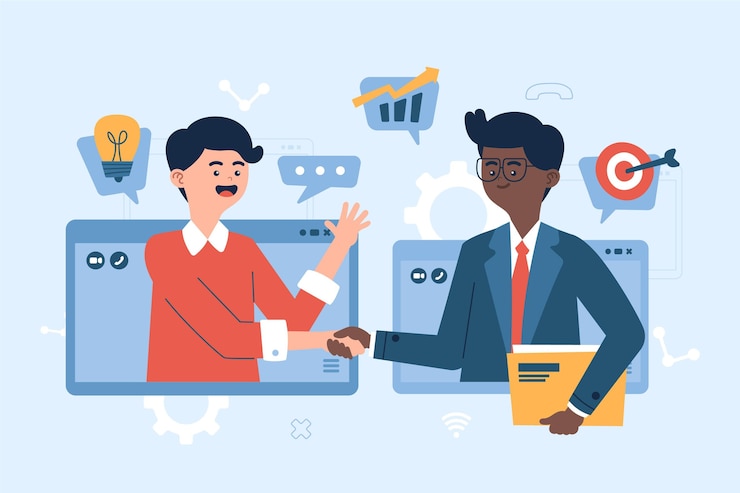 Vecteur gratuit concept de communication d'entreprise dessiné à la main