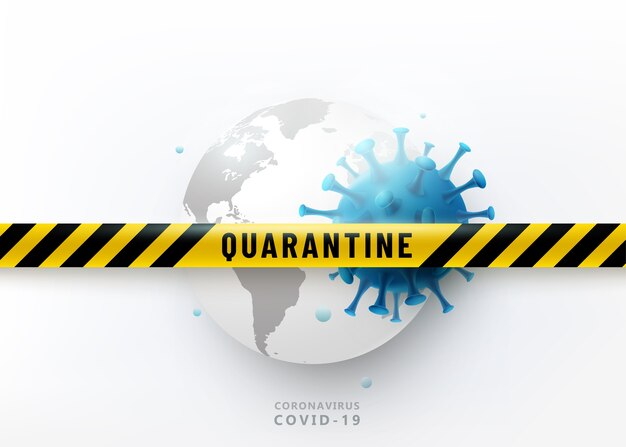 Concept de conception de quarantaine de coronavirus. Le virus 2019-ncov attaque le globe terrestre. Bande de protection d'avertissement