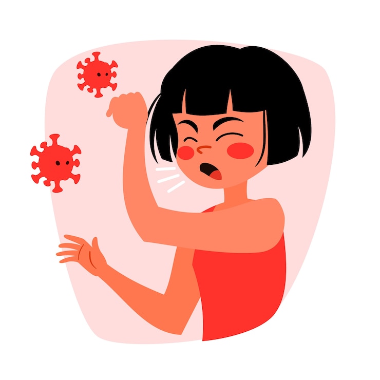 Vecteur gratuit concept de coronavirus femme toux