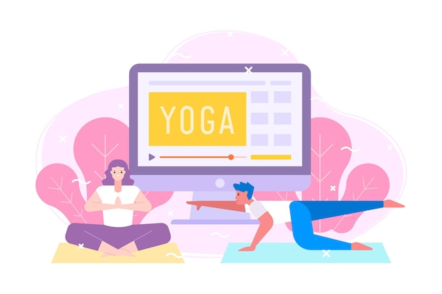 Concept De Cours De Yoga En Ligne Design Plat