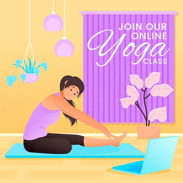 Concept de cours de yoga en ligne dessinés à la main