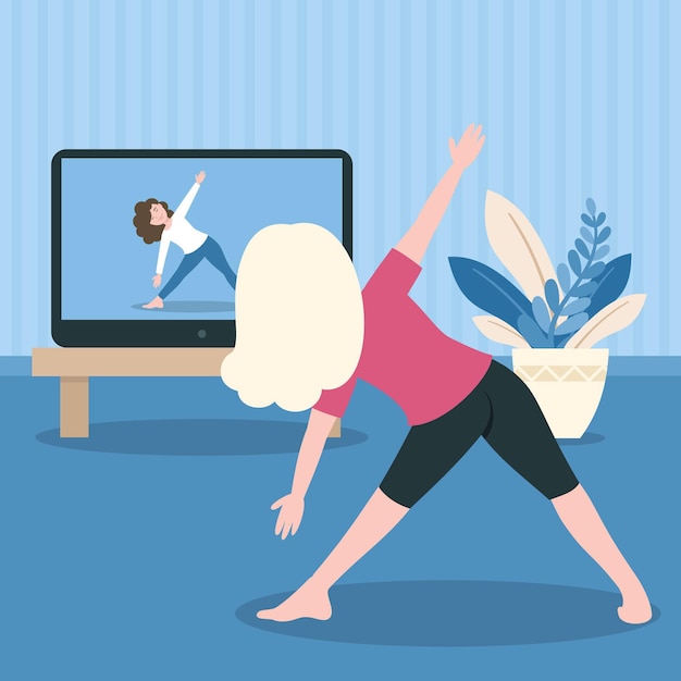 Concept de cours de yoga en ligne