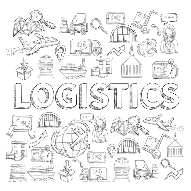 Vecteur gratuit concept de croquis logistique