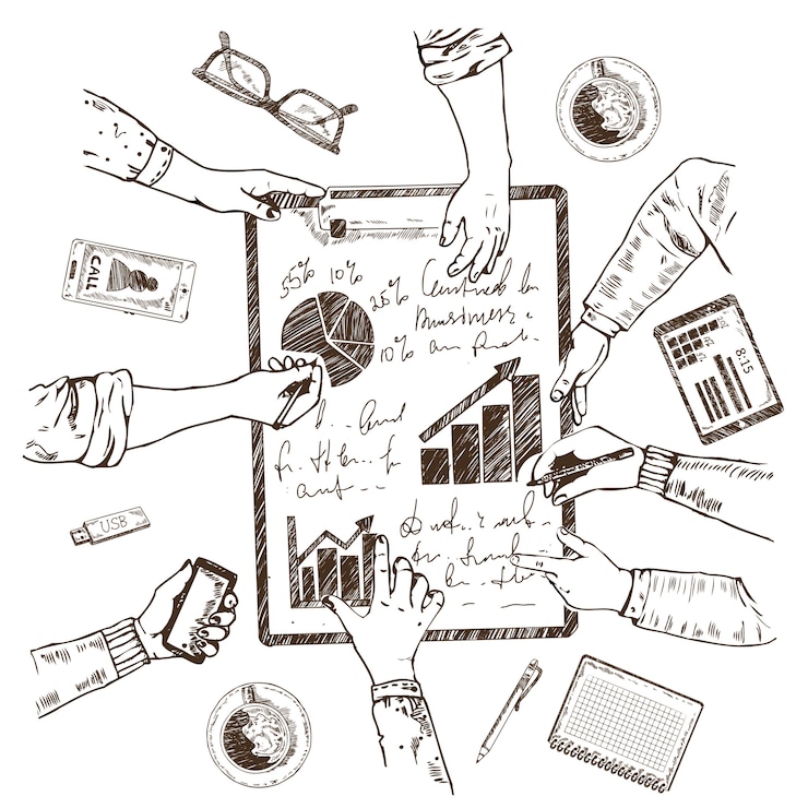 Vecteur gratuit concept de croquis de planification d &amp; # 39; entreprise