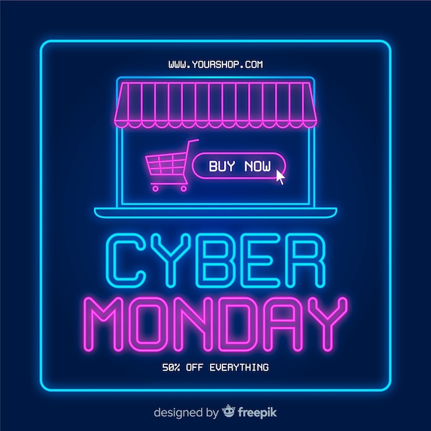 Vecteur gratuit concept de cyber lundi avec fond design plat