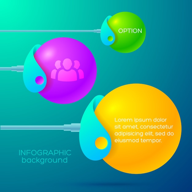 Concept De Design Infographique D'entreprise Avec Supports Abstraits Tenant Des Boules Colorées