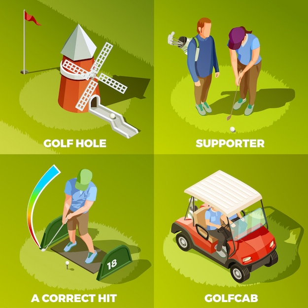 Concept de design isométrique Golf 2x2