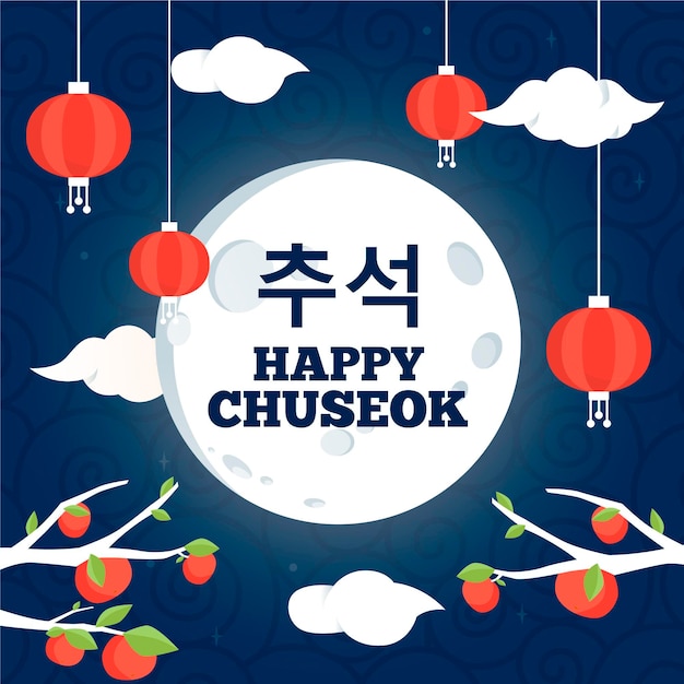 Vecteur gratuit concept de design plat chuseok