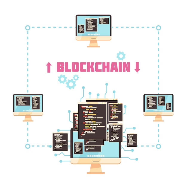 Vecteur gratuit concept de design technologique de blockchain