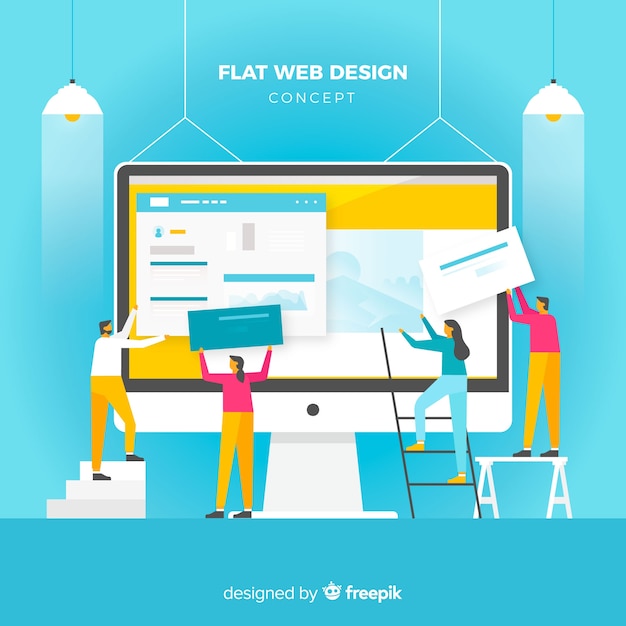 Concept De Design Web Coloré Avec Design Plat