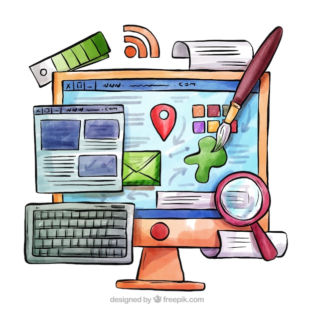 Concept de design web dessiné main