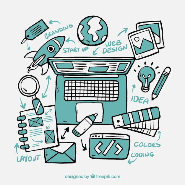 Concept de design web dessiné main