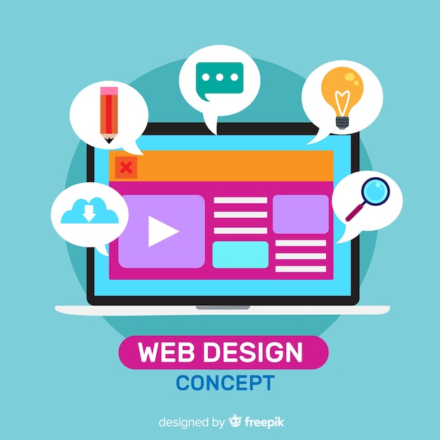 Concept de design web moderne avec style plat