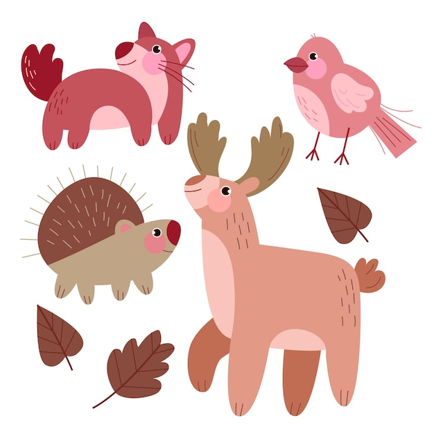 Vecteur gratuit concept de dessin d'animaux de forêt d'automne