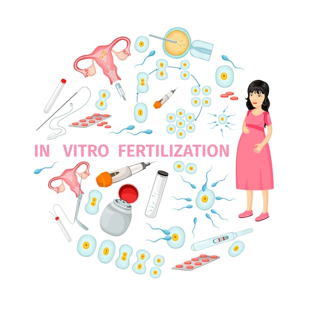 Concept de dessin animé de fertilisation in vitro