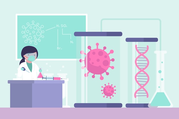 Vecteur gratuit concept de développement d'un vaccin contre le coronavirus