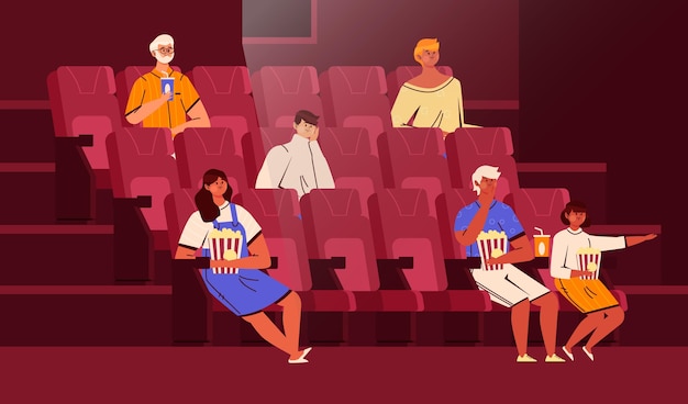 Vecteur gratuit concept de distanciation sociale dans les cinémas