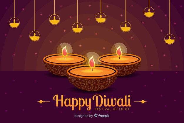 Concept De Diwali Avec Fond Design Plat