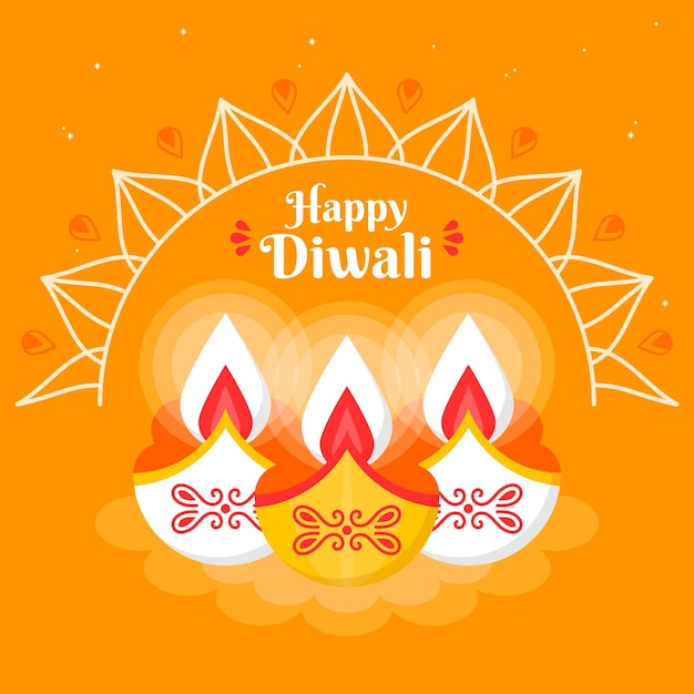 Concept De Diwali Heureux Au Design Plat