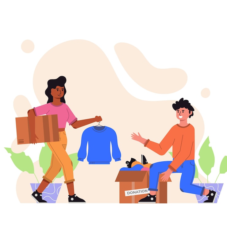 Vecteur gratuit concept de don de vêtements dessinés à la main
