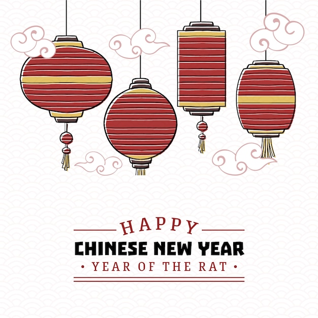 Vecteur gratuit concept du nouvel an chinois dessiné à la main