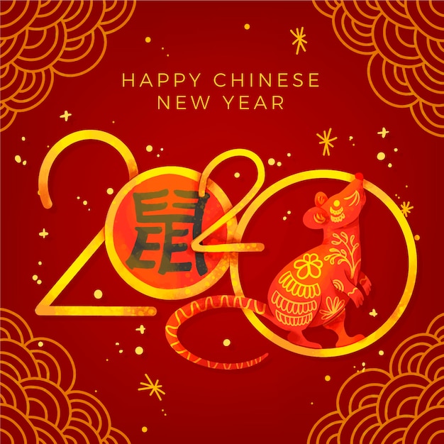 Vecteur gratuit concept du nouvel an chinois doré