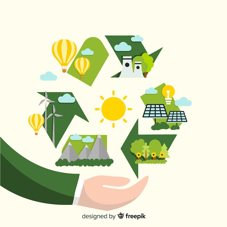 Vecteur gratuit concept d&#39;écologie design plat avec des éléments naturels