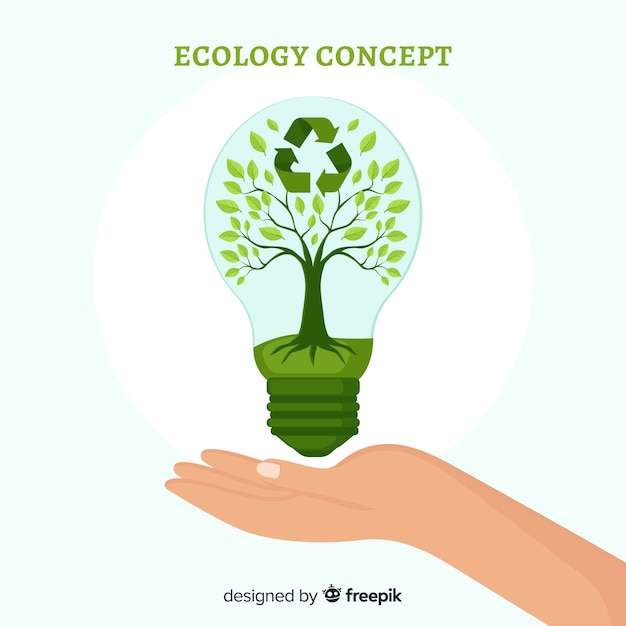 Vecteur gratuit concept d'écologie design plat avec des éléments naturels