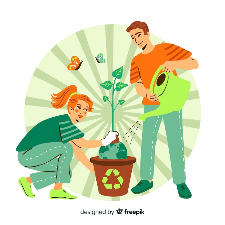 Vecteur gratuit concept d&#39;écologie dessiné avec des éléments naturels