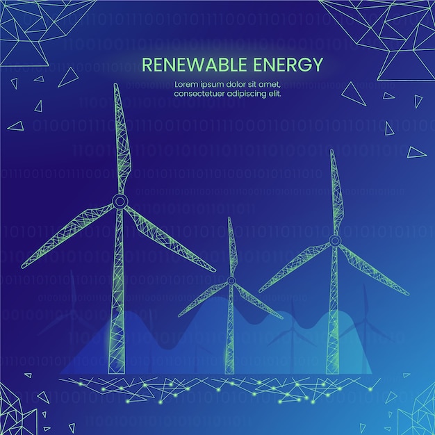 Vecteur gratuit concept d'écologie technologique avec l'énergie éolienne