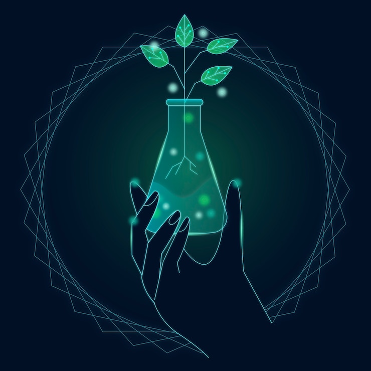 Vecteur gratuit concept d'écologie technologique avec plante