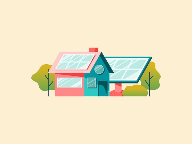 Vecteur gratuit concept d&#39;économie d&#39;énergie avec panneaux solaires