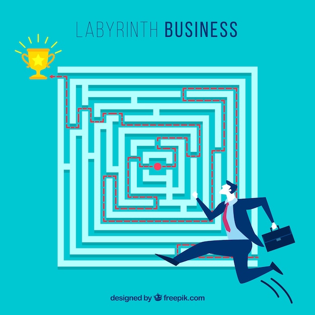 Vecteur gratuit concept d'entreprise avec labyrinthe plat