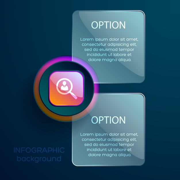 Concept D'entreprise Avec Pictogramme Social De L'objectif Zoom Infographique Et Deux Zones De Texte Modifiables