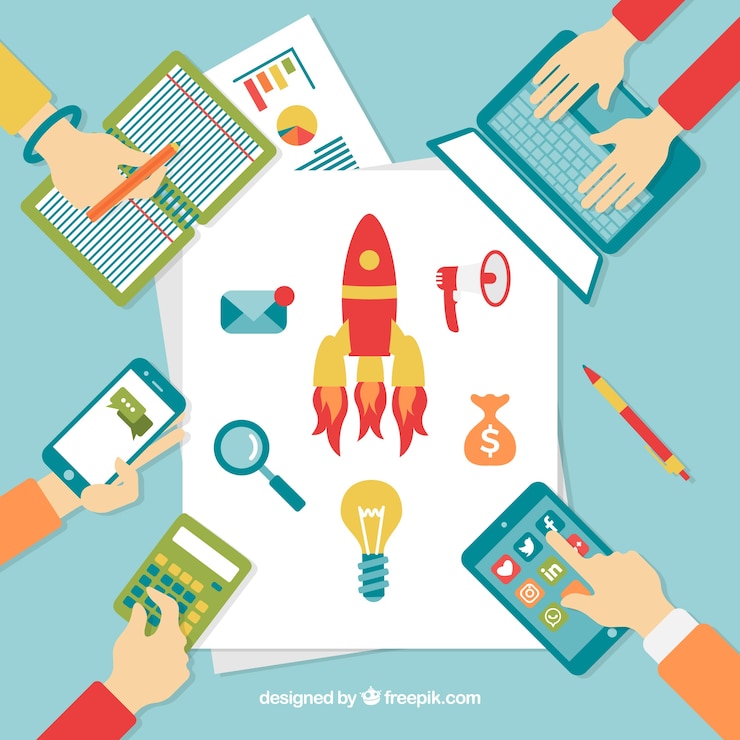 Vecteur gratuit concept d&#39;entreprise vue de dessus